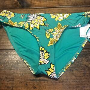 Gibson & Latimer XL Bikini Bottom Green Floral Mid Rise Medium Coverage Swimsuit